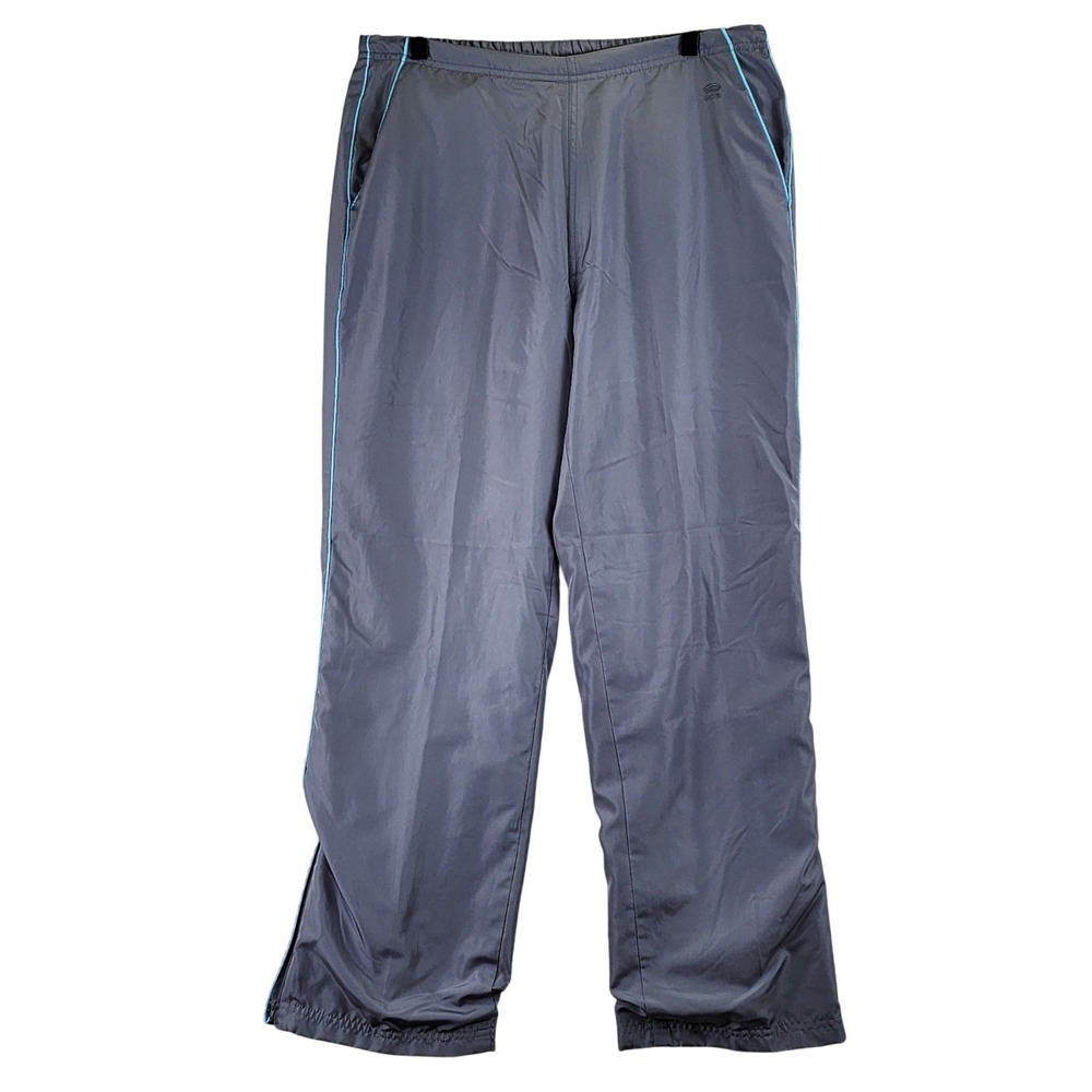 Oleg Cassini Sport Track Pants Womens M Gray Blue Piping Windbreaker Athletic
